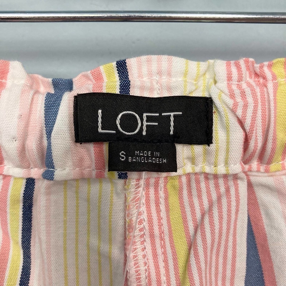 𝅺NWT Loft Striped Elastic Waist Drawstring Tie Waist Shorts with Pockets Size S - Picture 8 of 12